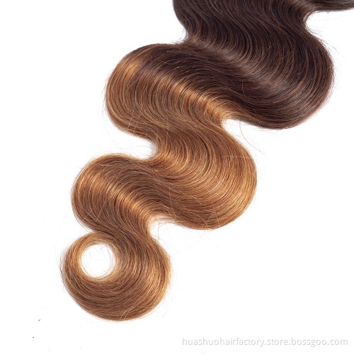 Single Donor Drop Shipping Cabello Humano Body Wave T1B/4/27 Ombre Color Peruvian Body Wave Raw Virgin Hair
